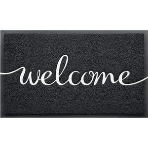 Black Door Mat Durable Welcome Mats Outdoor Indoor Non-Slip Doormat for Entryway